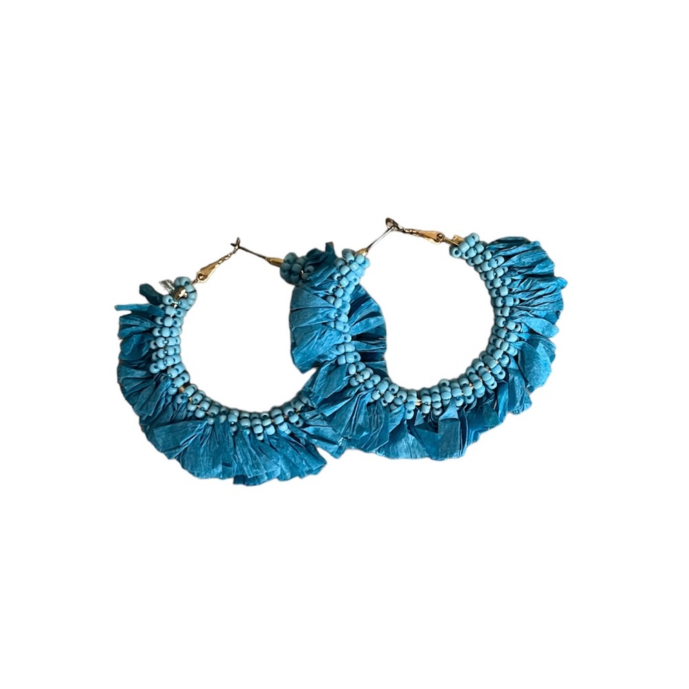 Jessica Simpson beaded fringe hoops lever back